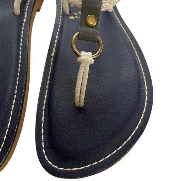 Kino Cordones Navy Rope Flip Flops Strap Sandals-6 - Picture 3 of 11